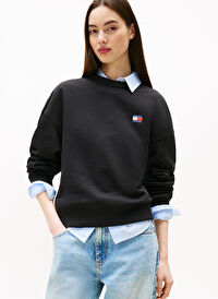 Tommy Jeans Siyah Kadın Bisiklet Normal Sweatshirt DW0DW19408BDS