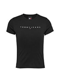 Tommy Jeans Siyah Kadın Slim Fit T-Shirt DW0DW18398BDS 