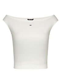 Tommy Jeans Beyaz Kadın Normal T-Shirt DW0DW20234YBL