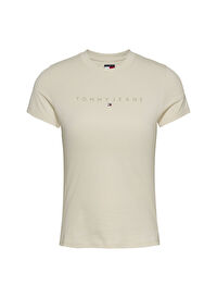Tommy Jeans Bej Kadın Slim Fit T-Shirt DW0DW20315ACG