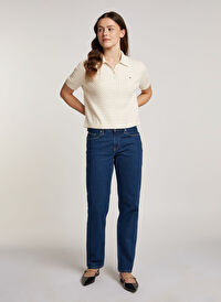Tommy Hilfiger Bej Kadın Polo Normal Kazak WW0WW439570F5