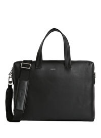 Calvin Klein Siyah Erkek Deri Laptop Çantası CK PREMIUM LEATHER  LAPTOP BAG