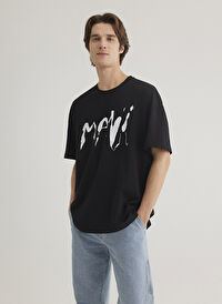 Mavi Siyah Erkek Oversize Baskılı T-Shirt M0612469-900