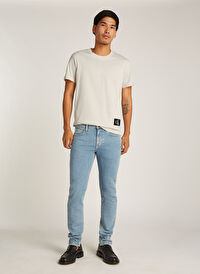 Calvin Klein Jeans Kırık Beyaz Erkek T-Shirt J30J323482PDH BADGE TURN UP SLEEVE