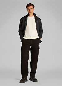 Calvin Klein Jeans Siyah Erkek Fermuarlı Sweatshirt J30J326778BEH LOGO TAPE ZIP THROUGH