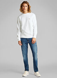 Calvin Klein Jeans Beyaz Erkek Sweatshirt J30J327115YAF WOVEN LABEL CREW NECK