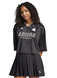 adidas JG4097 W TIRO Q2 BF T Siyah Yuvarlak Yaka Oversize Baskılı Kadın T-Shirt