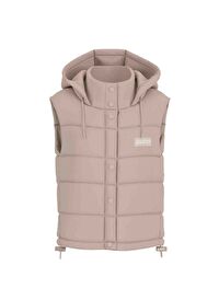 Guess V4RL02WFYE2G1L9 BREANA VEST Kahve Kapüşon Yaka Standart Fit Desenli Kadın Yelek
