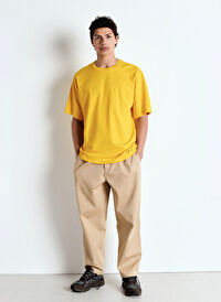 American Vintage Sarı Erkek Oversize T-Shirt MFIZ02AE25POVI