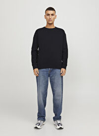 Jack & Jones Siyah Erkek Bisiklet Rahat Sweatshirt 12208182_JJESTAR BASIC SWEAT CREW N 