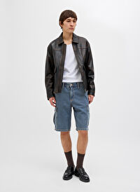 Jack & Jones Mavi Erkek Geniş Fit Denim Şort 12272557_JJIBILL JJWIDE SHORTS AKM