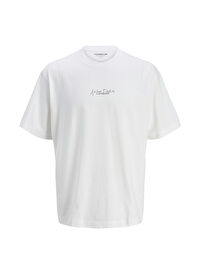 Jack & Jones Beyaz Erkek Oversize T-Shirt 12273211_JCOCHROME SILVER PRINT TEE