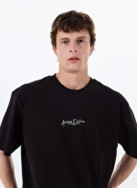 Jack & Jones Siyah Erkek Oversize T-Shirt 12273211_JCOCHROME SILVER PRINT TEE