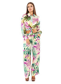 Guess Çok Renkli Kadın Regular Fit Gömlek NEW LS BOWED JUN SHI - RECY POLY BR