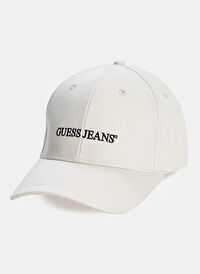 Guess Krem Kadın Nakışlı Şapka GJ PATCHED TRUCKER H - ORG CANVAS C