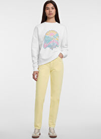 Guess Beyaz Kadın Standart Baskılı Sweatshirt GJ CN OS SUNSET PRIN - MID ORGANIC