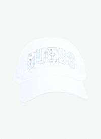 Guess Beyaz Kadın Nakışlı Şapka INES COTTON CAP - SIMPLE TWILL