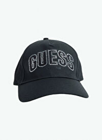 Guess Siyah Kadın Nakışlı Şapka INES COTTON CAP - SIMPLE TWILL