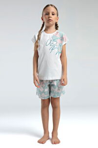 U.S. Polo Assn. Ekru Kız Çocuk Baskılı Pijama Takımı US2079