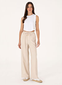 U.S. Polo Assn. Ekru Kadın Loose Fit Pantolon ECOLE