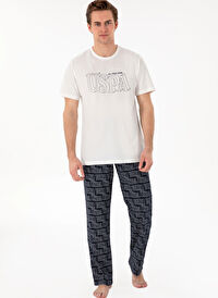 U.S. Polo Assn. Beyaz Erkek Pijama Takımı 18903 3'lu Pijama Takimi