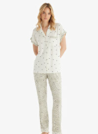 Blackspade Beyaz Kadın Normal Baskılı Pijama Takımı 51857