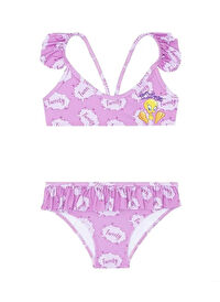 Slipstop Pembe Kız Çocuk Desenli Bikini Takım SM21110204