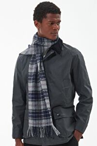 Barbour Unisex Tartan Yün Atkı (%100 Lambswool) TN17 Black Slate Tartan