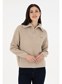 U.S. Polo Assn. Kadın Krem Melanj Kazak /triko 50297086-VR159
