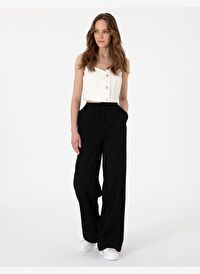 Siyah Yüksek Bel Loose Fit Pantolon