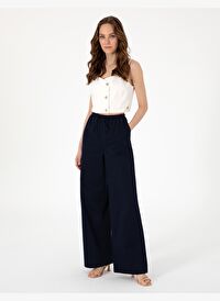 Lacivert Yüksek Bel Loose Fit Pantolon