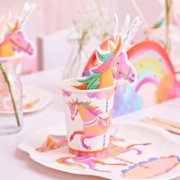 Party Pieces - Unicorn 8&apos;li Parti Karton Bardakları