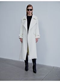Laura Oversize Kaşmir Palto Beyaz