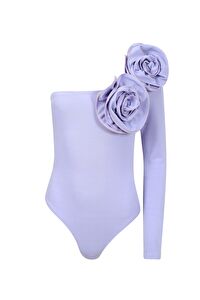 Elba Gül Detaylı Lila Bodysuit