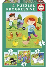 Educa 17145 - 6+9+12+16 Çiftlik Hayvanları 4'lü Çocuk Puzzle
