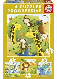 Educa 12+16+20+25 Parça Wild Animals 4'lü Çocuk Puzzle