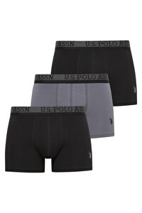 U.S. Polo Assn.  Erkek 201 Siyah-Antrasit Melanj - Siyah 3 lü Boxer 
