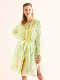 İşlemeli Açık Kimono Açık Yeşil Y9962101_436
