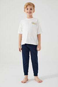 Rolypoly Cool Krem Erkek Çocuk Kısa Kol Pijama Takım