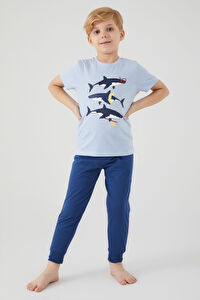 Rolypoly Shark Mavi Erkek Çocuk Kısa Kol Pijama Takım