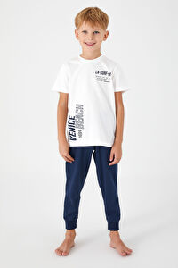 Rolypoly Summer Krem Erkek Çocuk Kısa Kol Pijama Takım