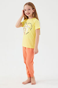 Rolypoly We Love Tropical Yeşil Kız Çocuk Kısa Kol Pijama Takım