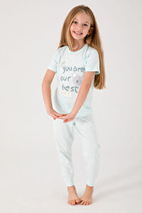 Rolypoly Gift Yeşil Kız Çocuk Kısa Kol Pijama Takım
