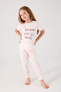 Rolypoly Gift Açık Turuncu Kız Çocuk Kısa Kol Pijama Takım