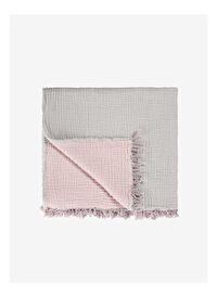 Cocoon Pamuk 4 Kat Müslin Yatak Örtüsü Gri / Pembe 200x220