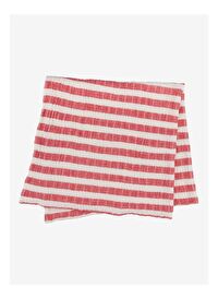 Stripy Pamuk Müslin Çok Amaçlı Örtü Kırmızı 80x80