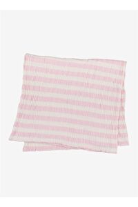 Stripy Pamuk Müslin Çok Amaçlı Örtü Pembe 80x80