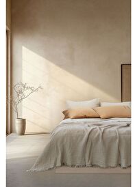 Cocoon 4 Kat Müslin Yatak Örtüsü Pike Bej 200x220