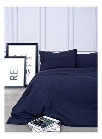 Washed Linen Keten Çift Kişilik Nevresim Indigo 200x220