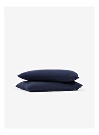 Washed Linen Keten Yastık Kılıfı 2'li Indigo 50x70